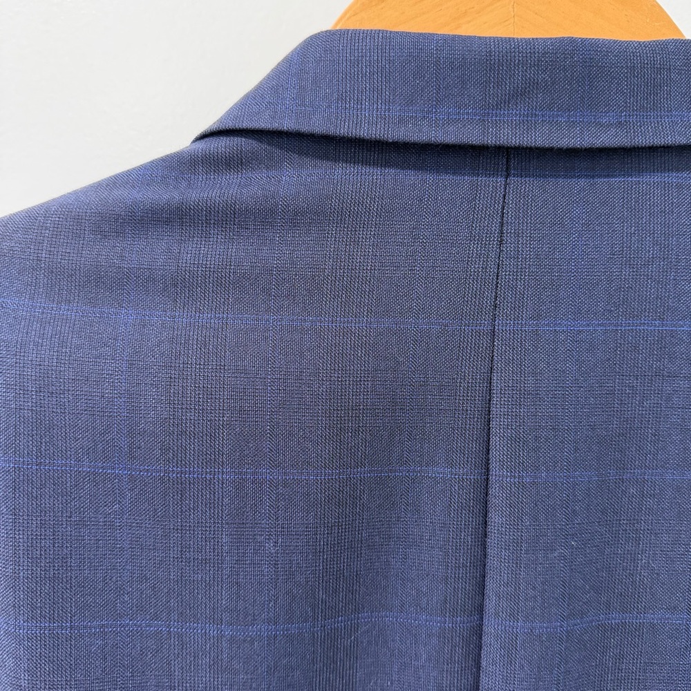Lauren Ralph Lauren Blue Windowpane Plaid Wool Blend Sport Coat Blazer 44L - Picture 8 of 15